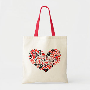Tote Bag Soyez avec l'Ukraine lettrage et coeur