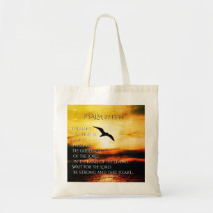 Tote Bag Soyez forts et prenez le coeur, Psaume 27 Bible Ve