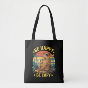Tote Bag Soyez heureux, soyez capy Capybara Mème drôle