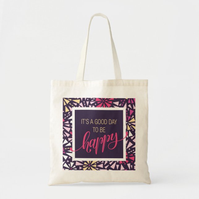 Tote Bag Soyez heureux violet Abstrait Fourre-tout (Devant)