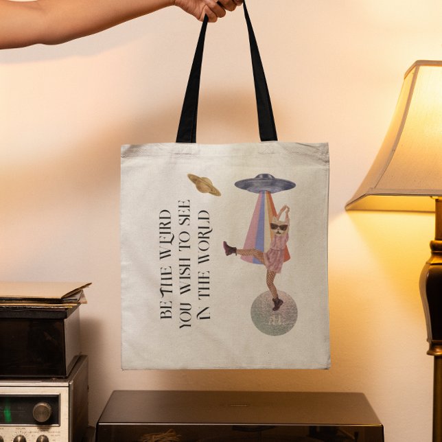 Tote Bag Soyez L'Étrange | Monogramme de chat de l'espace d (Créateur téléchargé)
