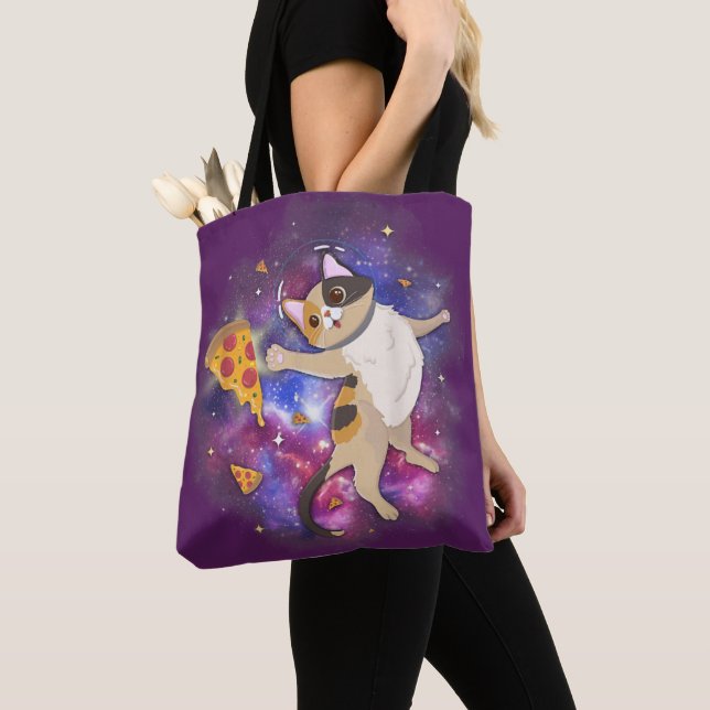 Tote Bag Space Cat Kitten Astronaut Funny Pizza Mars Alien (De près)