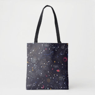 Tote Bag Space Galaxy constellation sans couture motif
