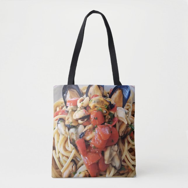 Tote Bag Spaghetti avec moules et tomates cerises Italien T (Devant)