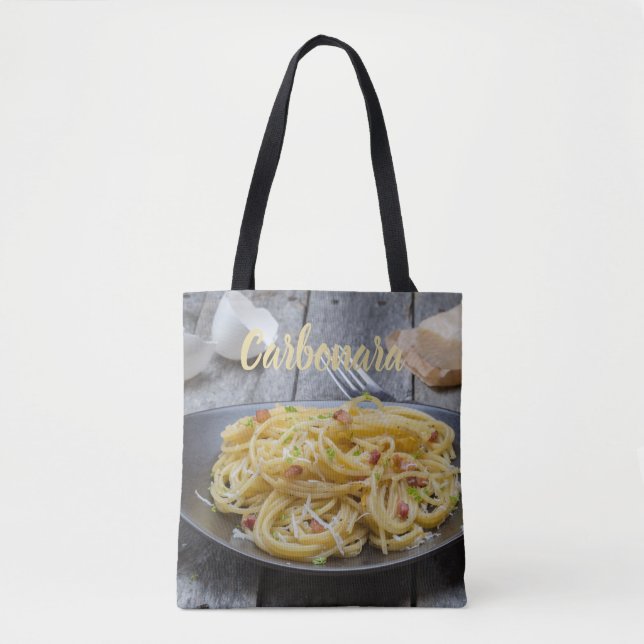 Tote Bag Spaghetti Carbonara Pasta avec Bacon et Parmesan (Devant)