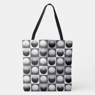 Tote Bag Sphères d'art pop, noir, blanc et gris / gris