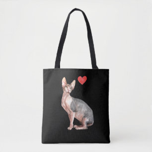 Tote Bag Sphynx Amoureux des chats Kitten Coeur