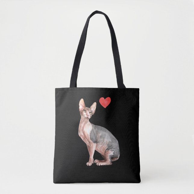 Tote Bag Sphynx Amoureux des chats Kitten Coeur (Devant)