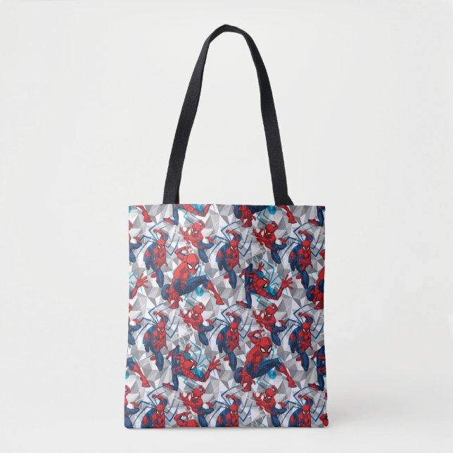 Tote Bag Spider-Man | Motif d'art de caractères géométrique (Devant)