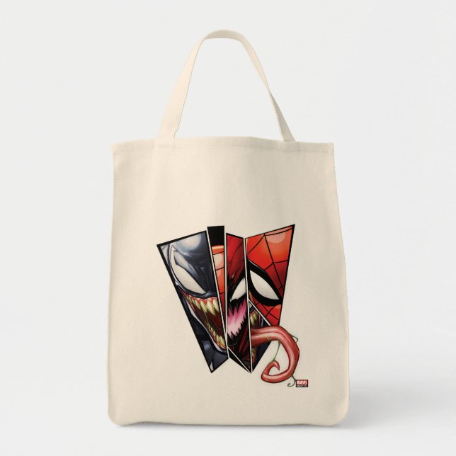Tote Bag Spider-Man | Vénom, Carnage et découpe Spider-Man (Devant)