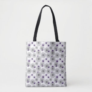 Tote Bag Spiderweb & araignées violettes Halloween Motif bl
