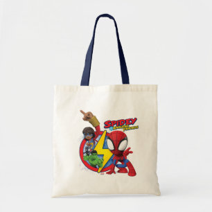 Tote Bag Spidey, Ms. Marvel, Black Panther et badge Hulk
