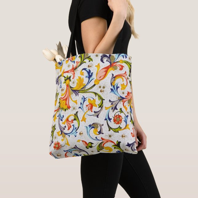TOTE BAG SPIRALES FLEURISTES DE LA RENAISSANCE FLORENTINE,F (De près)