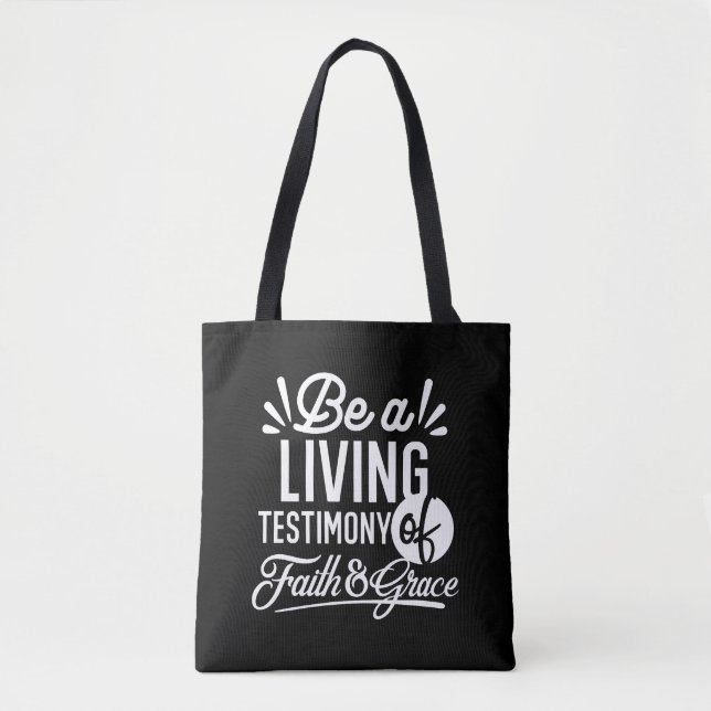Tote Bag Spiritual Living Testimony Faith and Grace Quote (Devant)