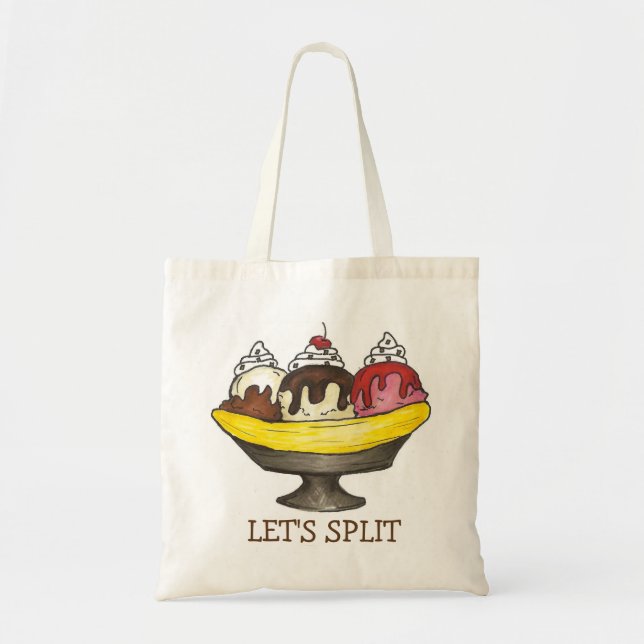 Tote Bag Split Banana Ice Cream Sundae Icecream Fourre-tout (Devant)