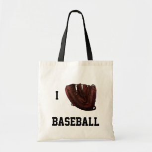 Tote Bag Sports Vintage, J'adore le Baseball, Gant de Baseb