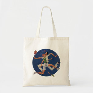 Tote Bag Sports vintages, joueurs de tennis s'écrasent avec