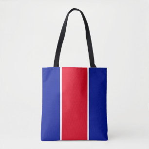 Tote Bag Sporty Bright Red White Royal Blue Racing Stripes