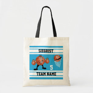 Tote Bag Sporty Cartoon Basketball  Bleu bébé