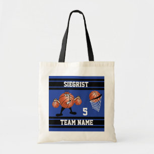 Tote Bag Sporty Cartoon Basketball  Bleu foncé