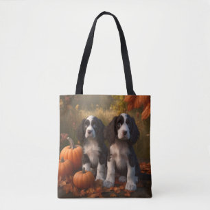 Tote Bag Springer Spaniel chiot Automne Délice Citrouille 