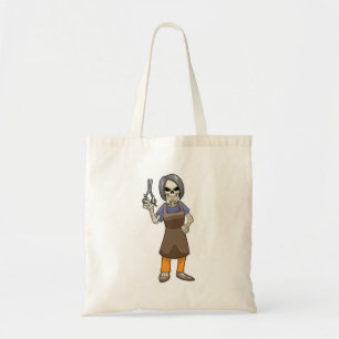 Tote Bag Squelette comme coiffeur avec ciseaux