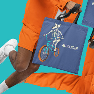 Tote Bag Squelette de loup-garou à vélo BMX Personnalisé