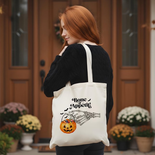 Tote Bag Squelette éffrayant Os À Mains Appétit Trick Ou Tr (Spooky Skeleton Hand Bone Appétit Trick Or Treat Tote Bag)