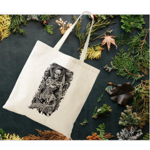 Tote Bag Squelette femelle d'Halloween orangé