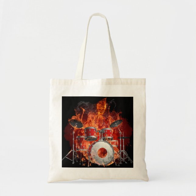 Tote Bag Squelette flamboyant sur des tambours Fourre-tout (Devant)