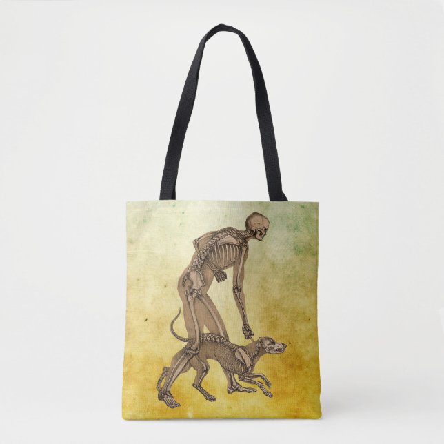 Tote Bag squelette homme et chien animal humain anatomie ar (Devant)