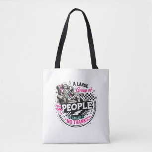 Tote Bag Squelette Introverti Se Relaxant Avec Du Café Non