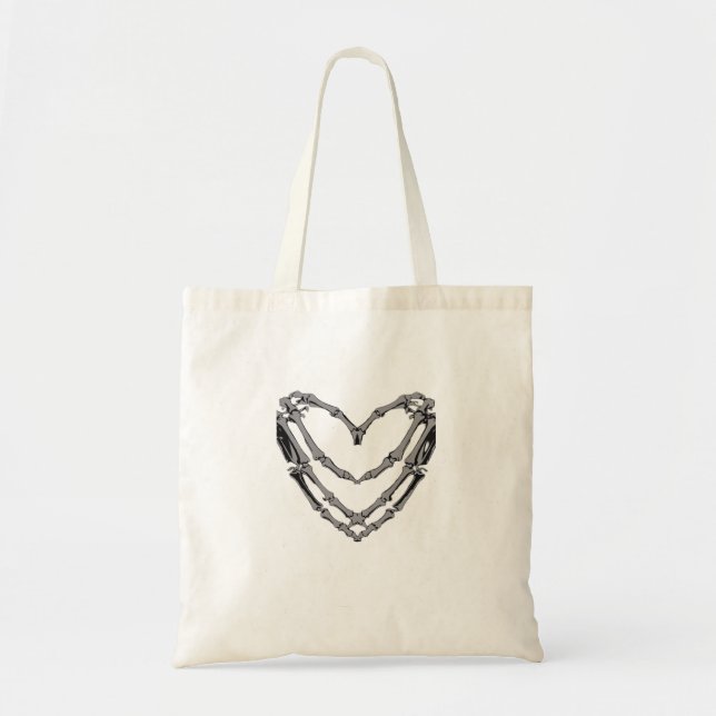Tote Bag Squelette Mains Coeur Signer Retro Costume Hallowe (Devant)