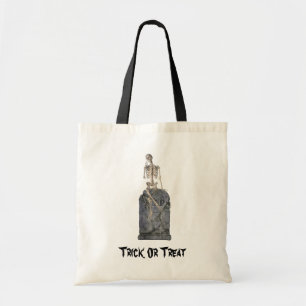 Tote Bag Squelette mignon sur la pierre tombale Halloween