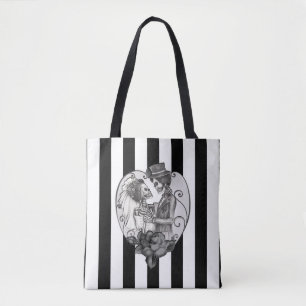 Tote Bag Squelette rayé Love Couple Mariage Danse
