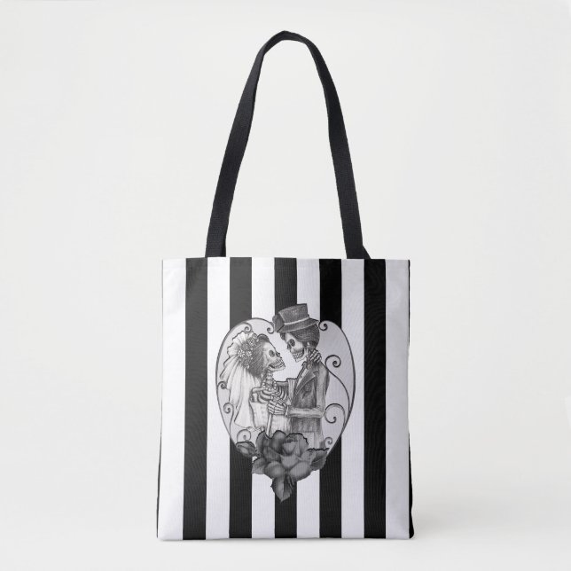 Tote Bag Squelette rayé Love Couple Mariage Danse (Devant)
