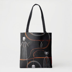 Tote Bag squelettes comiques éffrayants noir Halloween