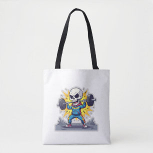 Tote Bag « Squelettes de dessin animé mignon haltérophile •