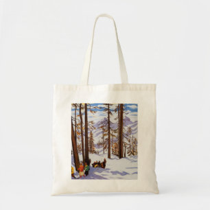Tote Bag St. Moritz Skieurs Vintage Élégance Alpine Art