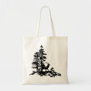 Tote Bag Stade Deer Tree Forêt Animal Silhouette Nature Art