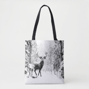 Tote Bag Stade Deer Winter Forest Faune Animal Nature art