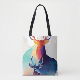 Tote Bag Stag Deer Nature sauvage Couleurs animales Peintur