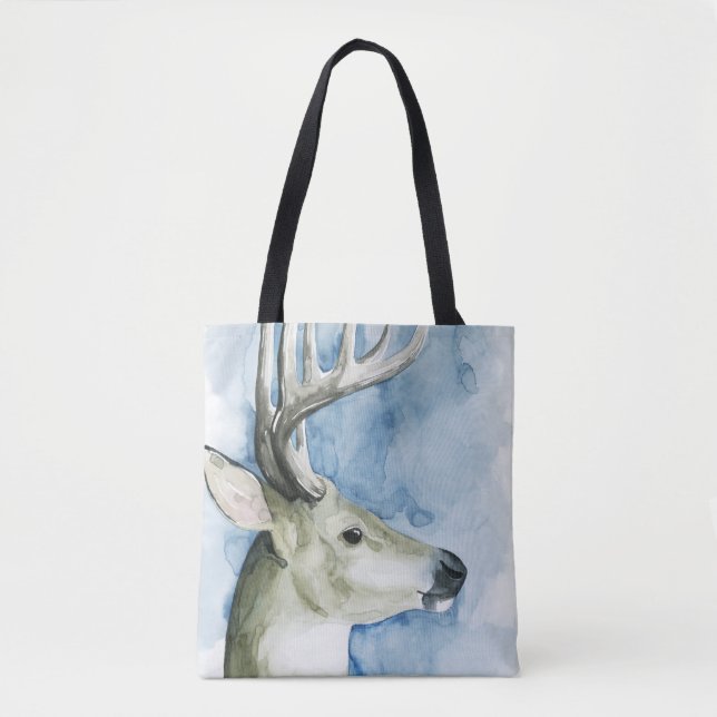 Tote Bag Stag errant - Aquarelle (Devant)