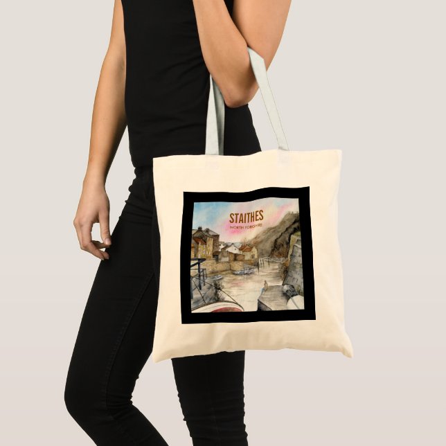 Tote Bag Staithes, North Yorkshire, Angleterre Aquarelle (Devant (produit))