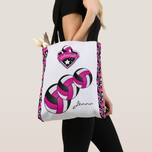 Tote Bag Star de volley-ball Hot Pink Sport   Texte do-it-y