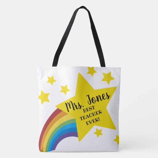 Tote Bag star meilleur enseignant jamais enseignant enseign (Devant)