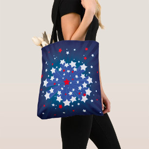 Tote Bag Starburst Patriotique Rouge Blanc et Bleu USA