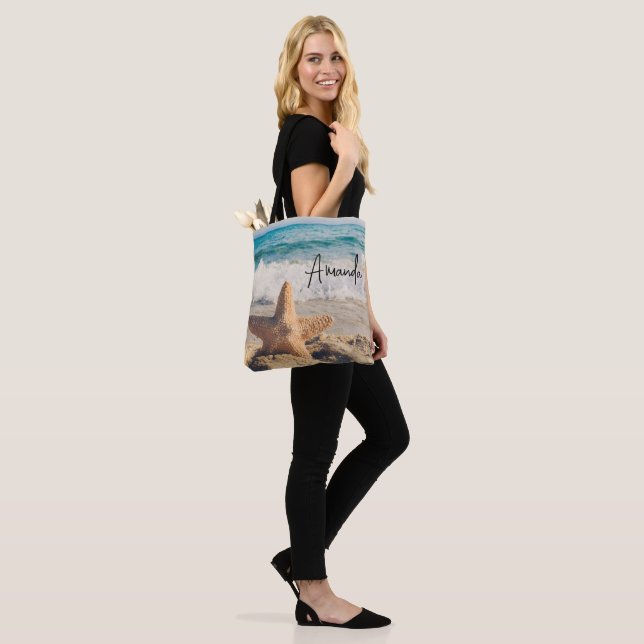 Tote Bag Starfish sur une plage de sable Photo (Sur le modèle)
