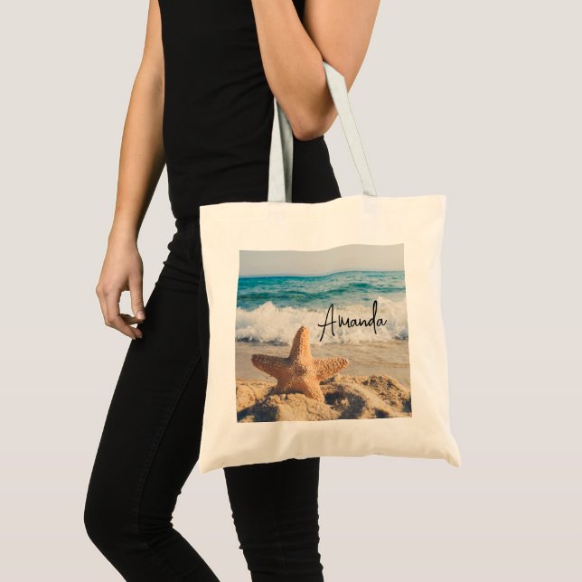 Tote Bag Starfish sur une plage de sable Photo (Devant (produit))
