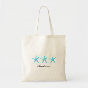 Tote Bag Starfish Turquoise Blue Monogrammes Cute Plage nau